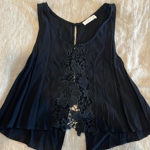 Black Floral Cut Out Crop